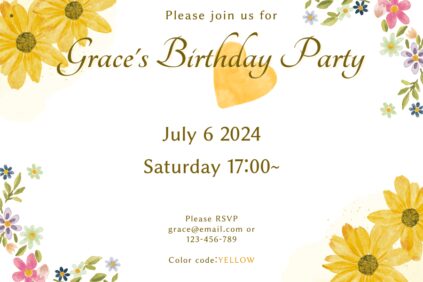 Graceのお誕生日会招待状